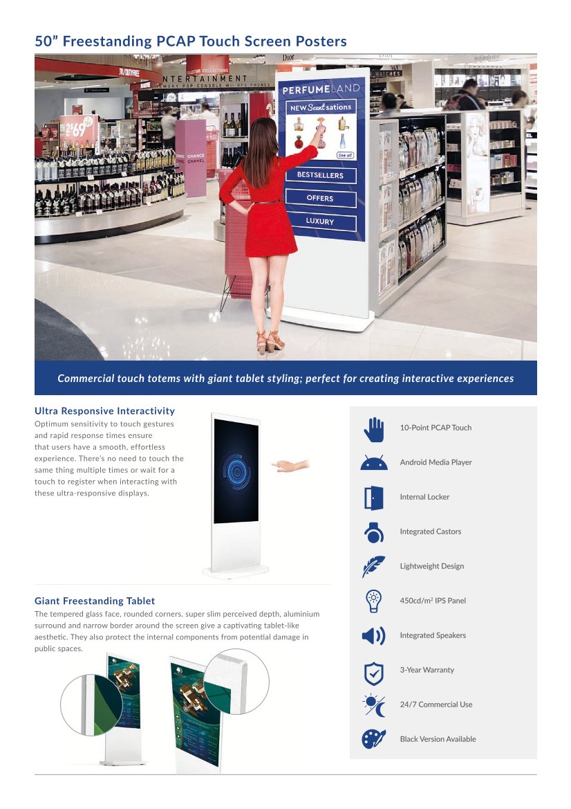 Freestanding Commercial Touch Screen Digital Poster